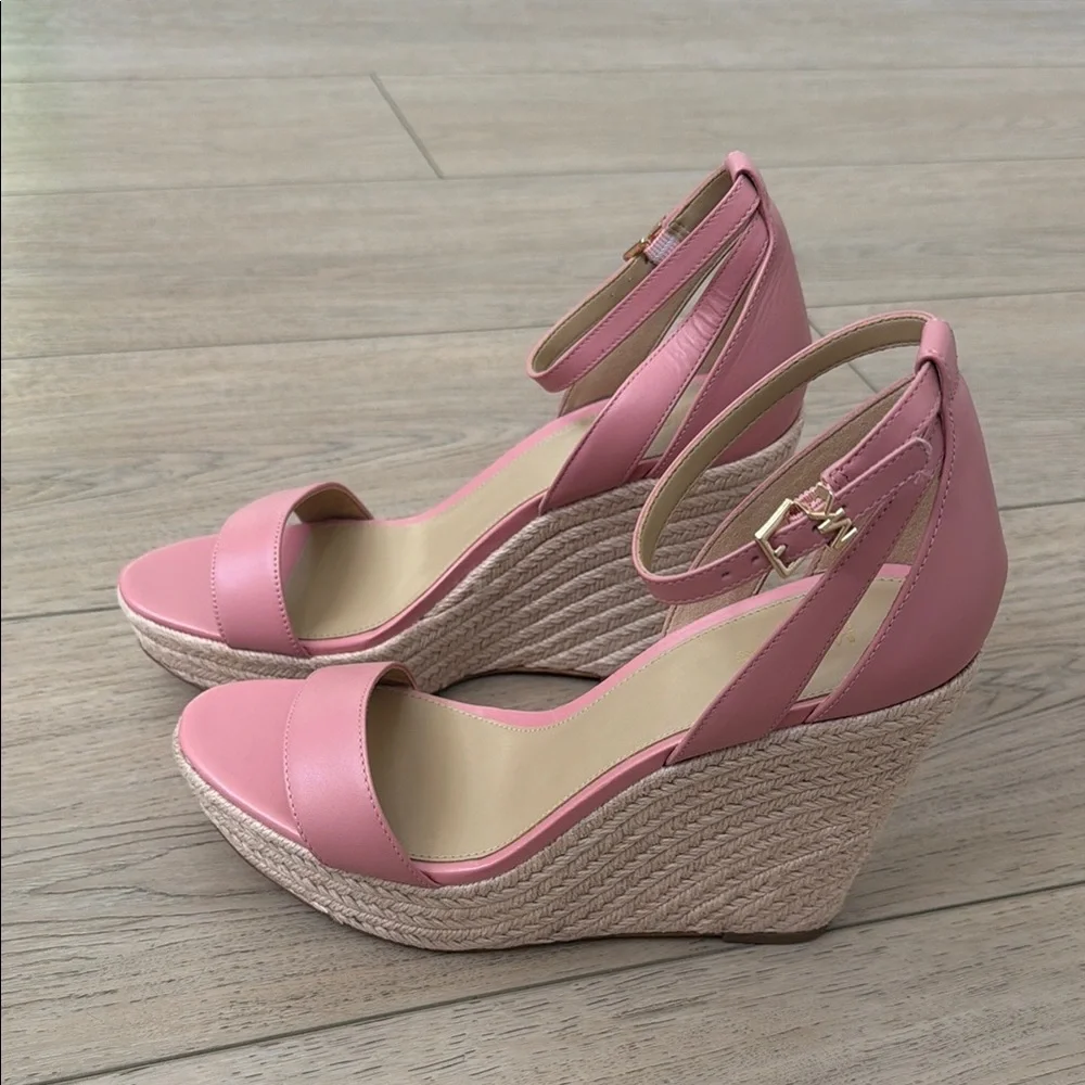 MICHAEL Michael Kors Pink Ankle-Strap Espadrille Wedge Sandals